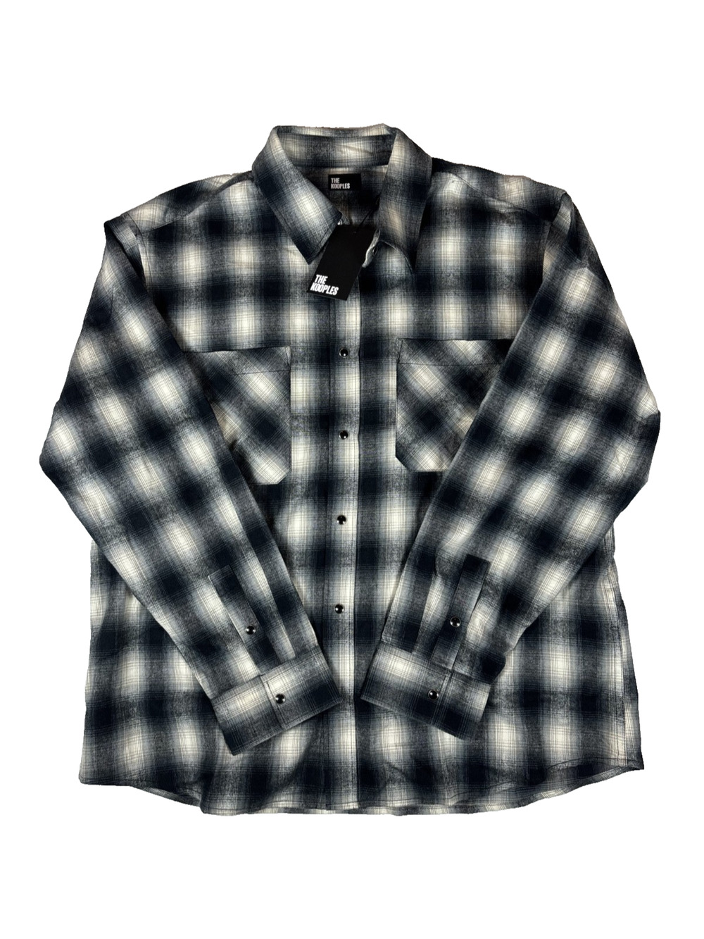 THE KOOPLES MEN'S PEARL SNAP BUTTON-UP SHIRT PLAID LONG SLEEVE SIZE L NWT $315